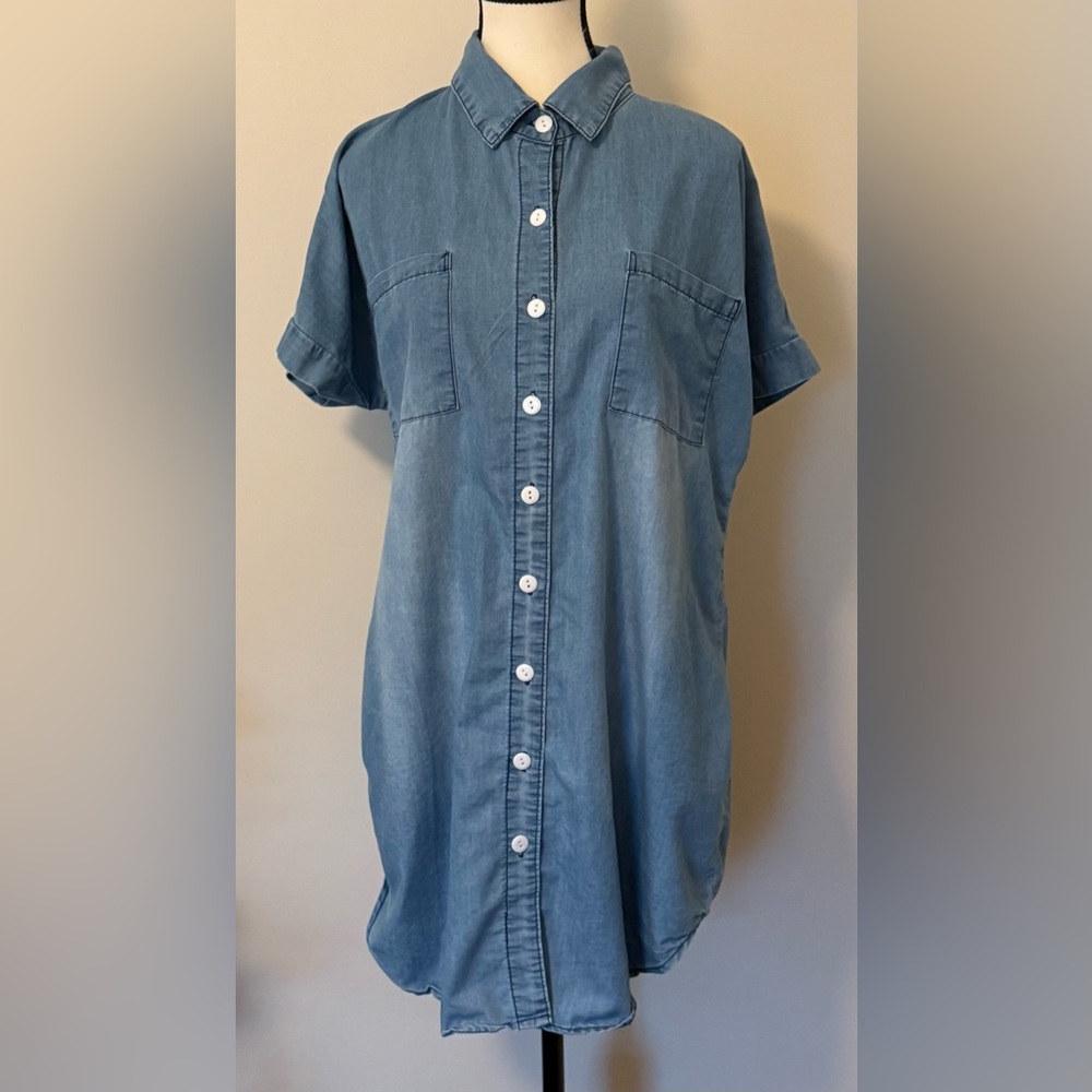 MISSLOOK Casual Blue Button Down Shirt